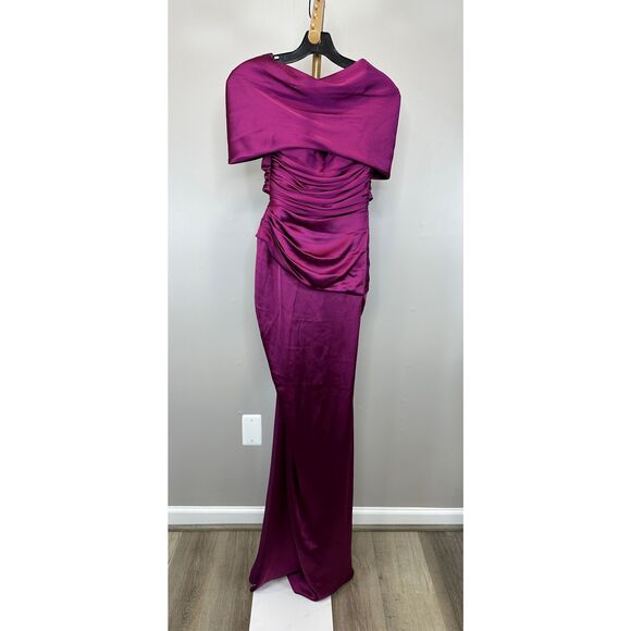 ZUHAIR MURAD Off-the-shoulder draped satin long dress Size 34 (2) $4050 - Picture 7 of 15